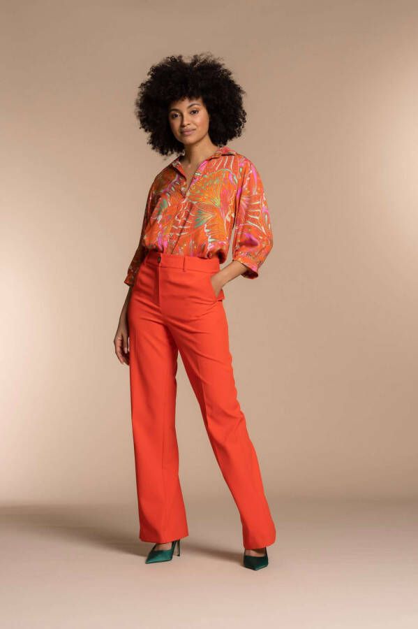 Geisha Blouse coral red & print