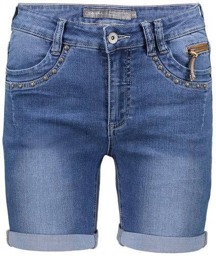 Geisha 21014 10 812 jeans short studs blue denim stonewash