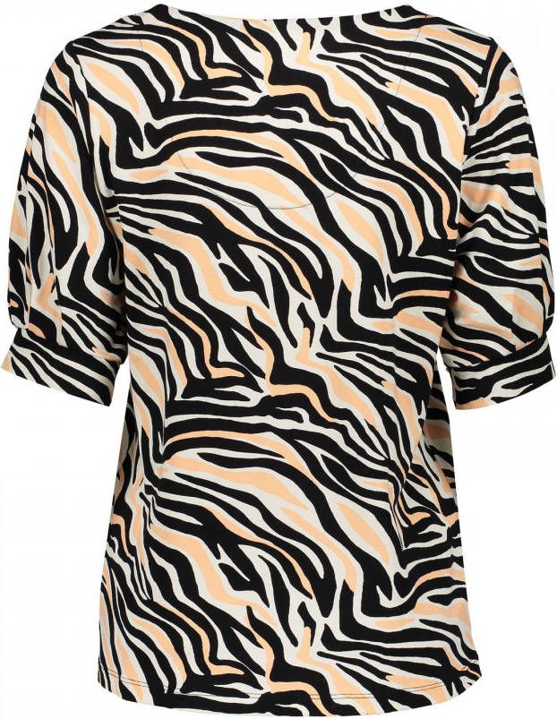 Geisha top met zebraprint zwart/zalm/gebroken wit