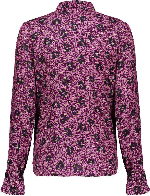 Geisha blouse met all over print roze/zwart/goud
