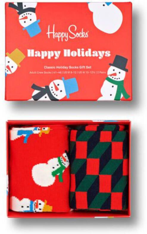 Happy Socks Sokken 2 Pack Snowman Socks Gift Set Rood