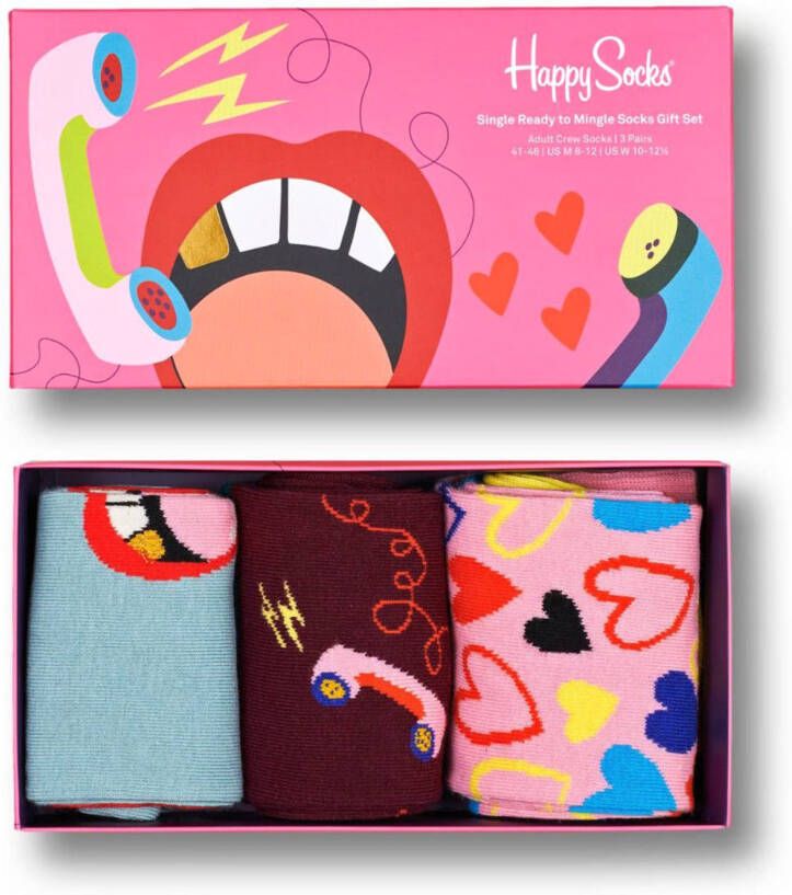 Happy Socks Single Ready To Mingle sokken in 3 pack giftbox