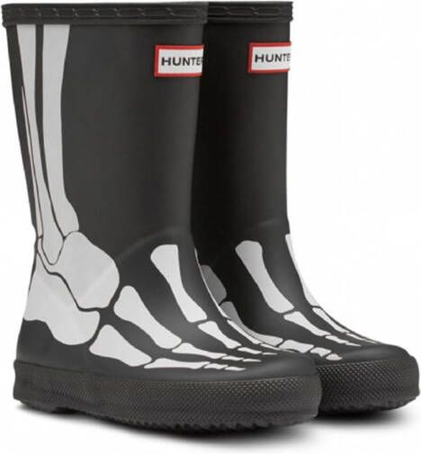 Hunter Regenlaarzen Original Kids First Classic Skeleton Print Wellington Boots Zwart