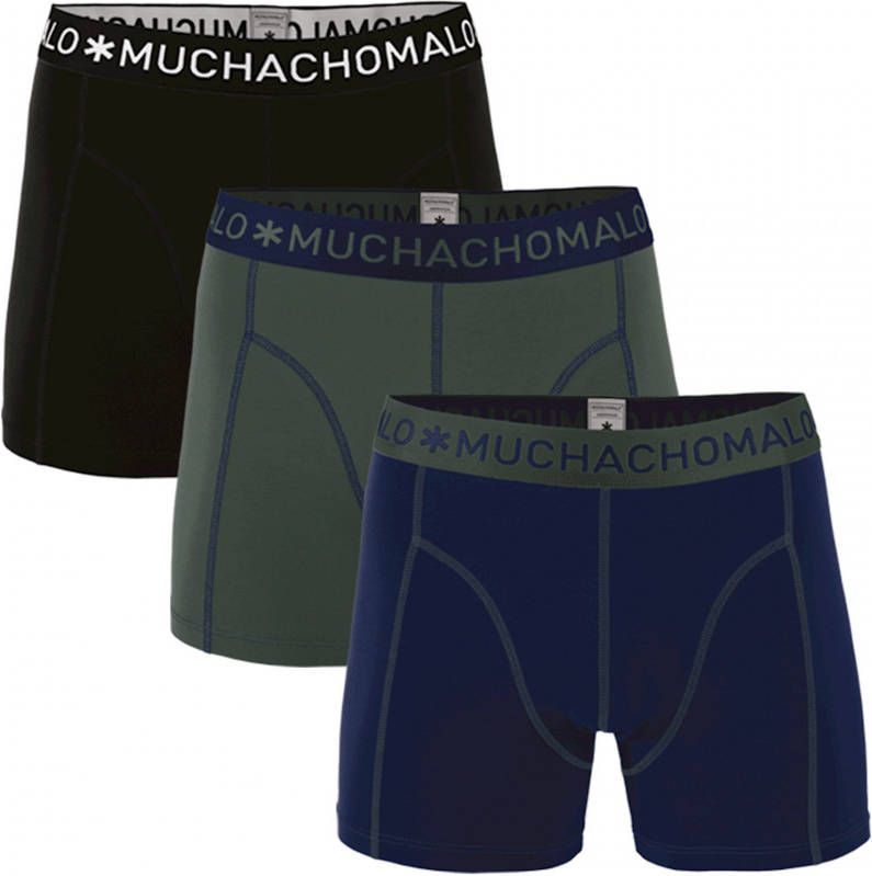 Muchachomalo boxershort set van 3 donkerblauw/army/zwart