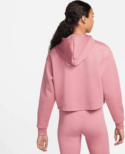 Nike Dri FIT Trainingshoodie met graphic en halflange rits voor dames Roze