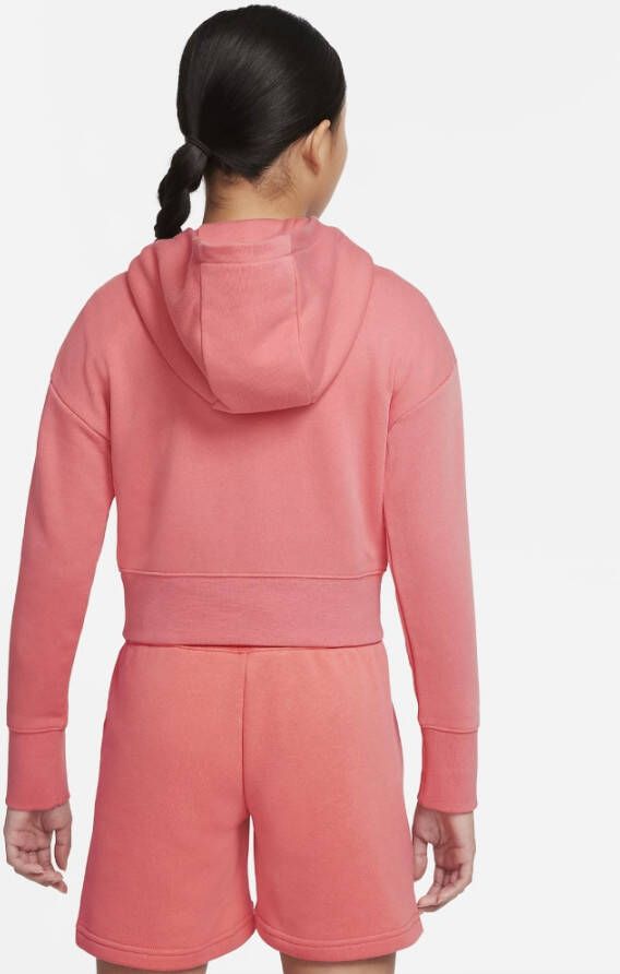 Nike Sportswear Club Korte hoodie van sweatstof voor meisjes Pink Salt/White Kind