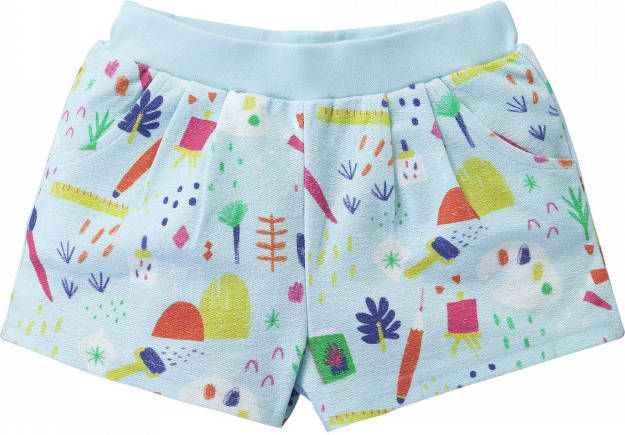 Room Seven Oilily Blauw sweatshortje met kleurrijke print in little artist style