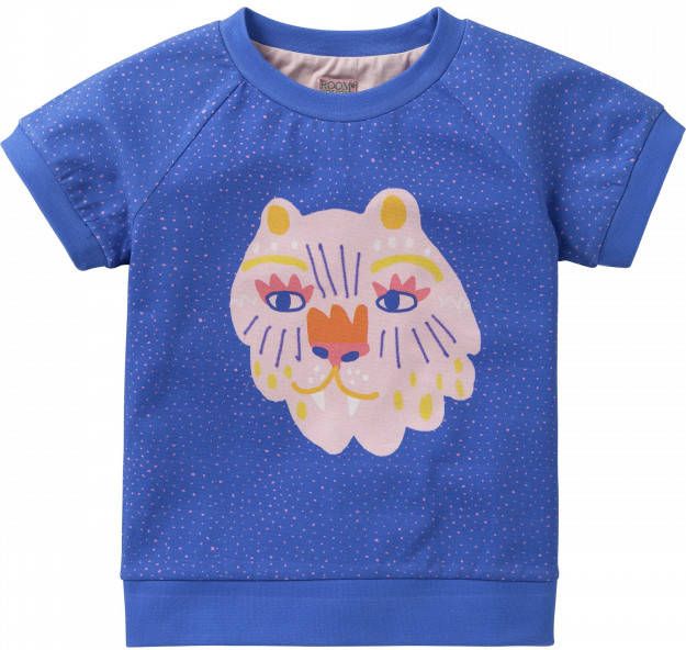 Room Seven Oilily Jersey blauw shirtje met all over dotsprint en leeuw