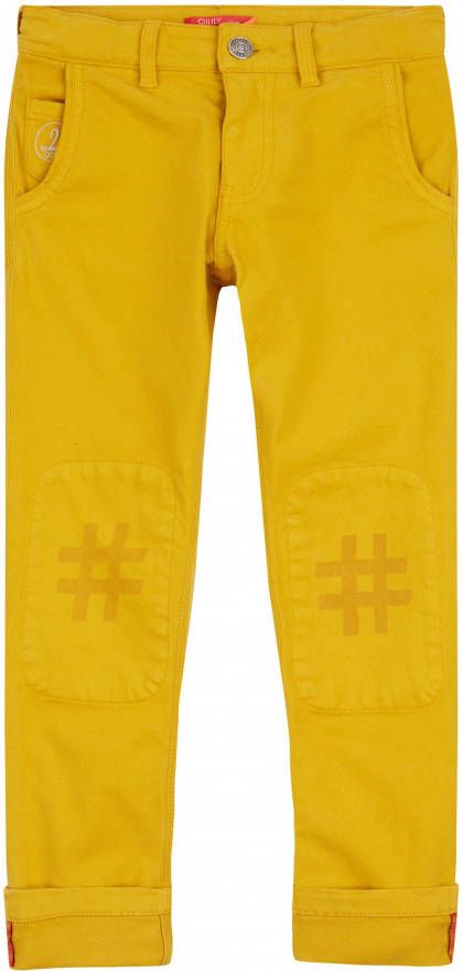 Oilily Piek gele 5 pocket broek met #hashtag knieë, n