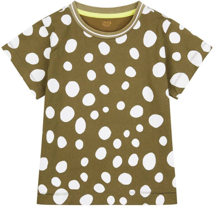 Oilily Tak groen shirt met stippen en relaxed fit