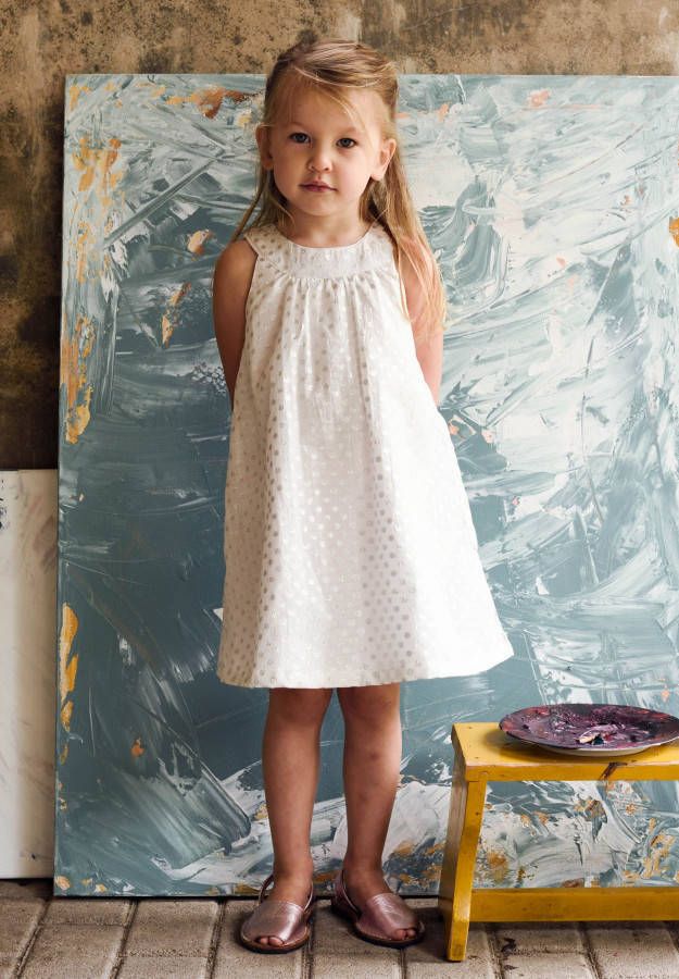 Room Seven Oilily Wit mouwloos jurkje met zilveren dots print