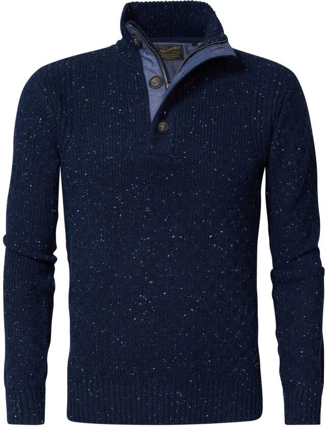 Petrol Industries gemêleerde trui donkerblauw