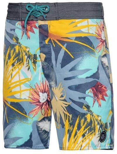 Protest boardshort met all over print blauw/geel