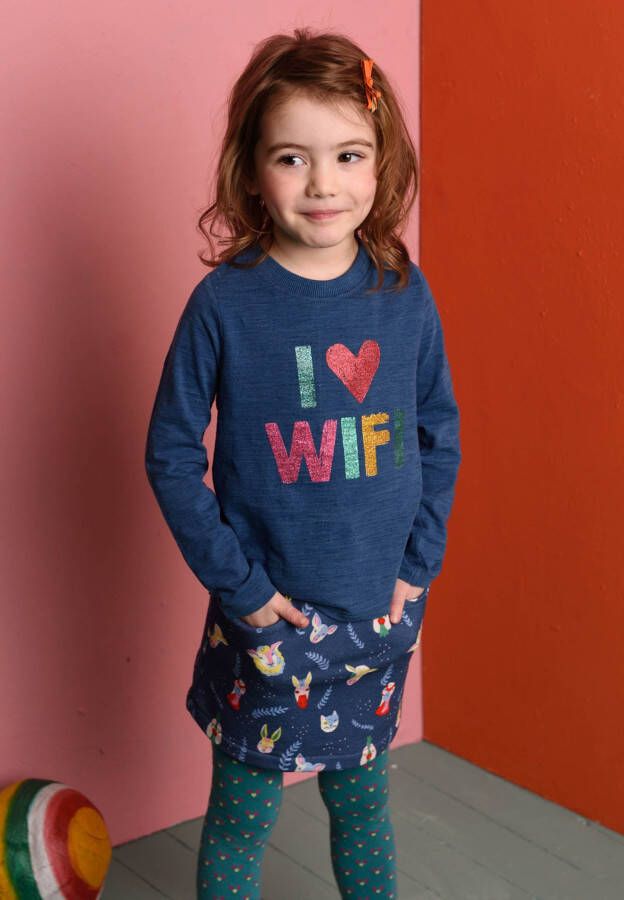 Room Seven Oilily Heliot sweater 53 solid indigo with i love wifi
