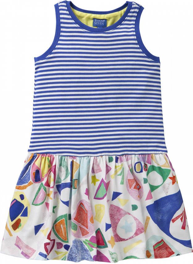 Room Seven Oilily Jersey jurkje met blauwe duo print in zomerse kleuren