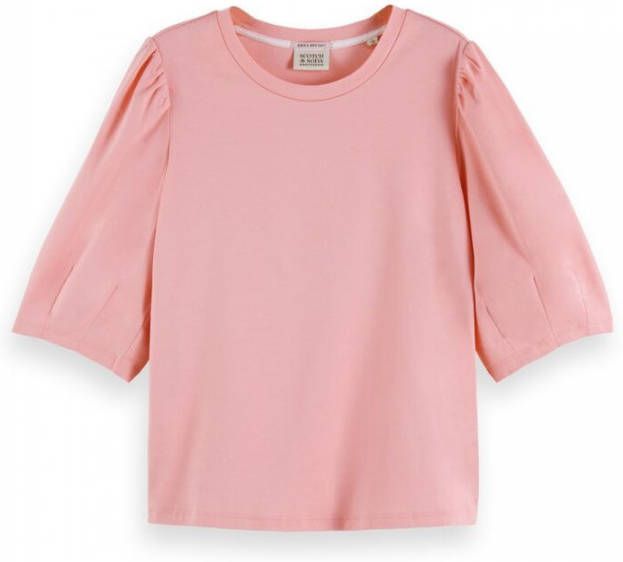 Scotch & Soda 166193 1906 scotch en soda feminine cropped t shirt with voluminous short sleeves watermelon