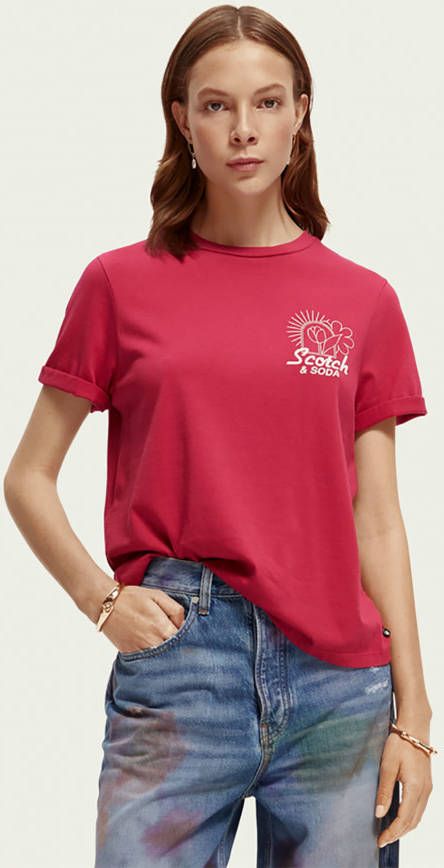 Scotch & Soda Regular fit T shirt van biologisch katoen met omslag aan de mouwen