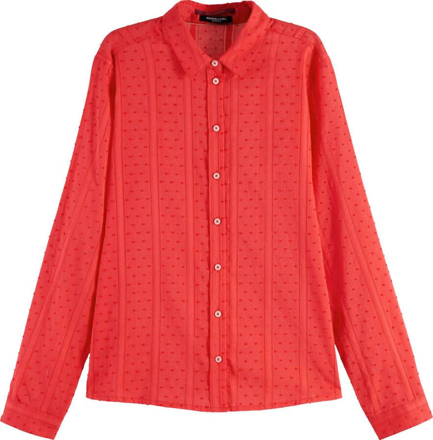Scotch & Soda Cotton dobby regular fit shirt electric red