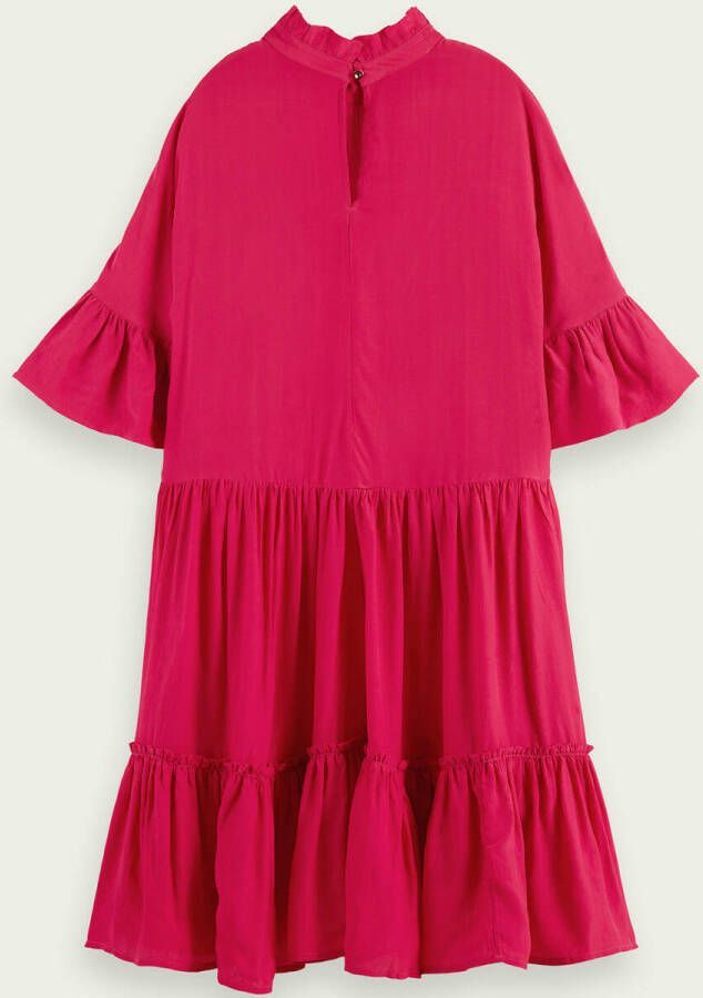 Scotch & Soda Mini jurk met strokenrok en ruches aan de mouwen