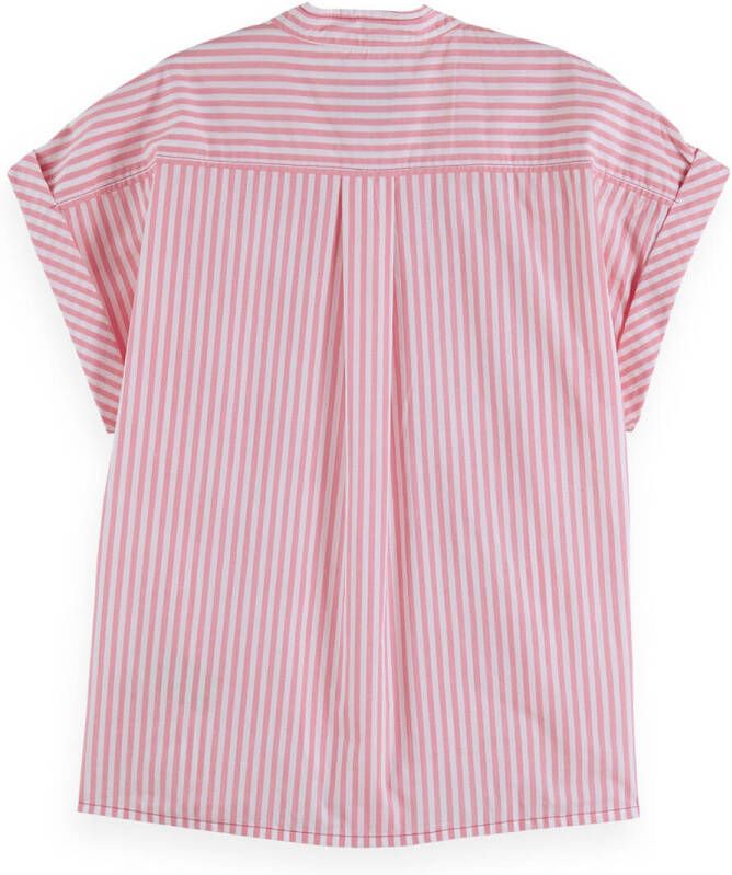 Scotch & Soda Lichtroze Blouse Extended Shoulder Roll Sleeve Shirt