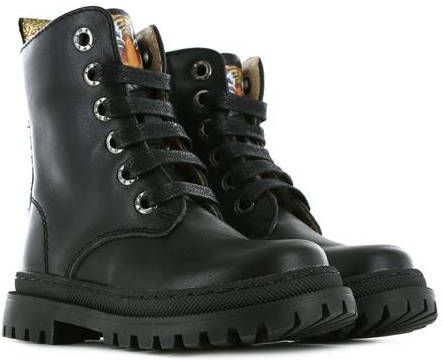 Shoesme NT21W007 B leren veterboots zwart/goud