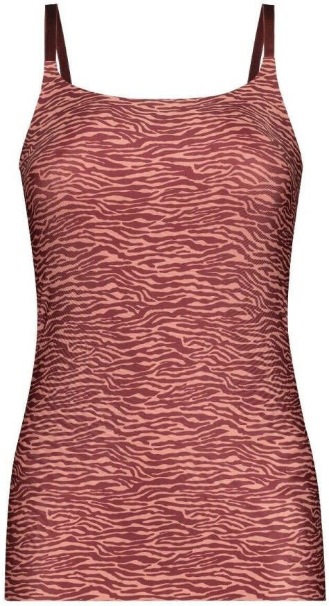 ten Cate Secrets naadloos hemd met zebraprint roze/donkerrood