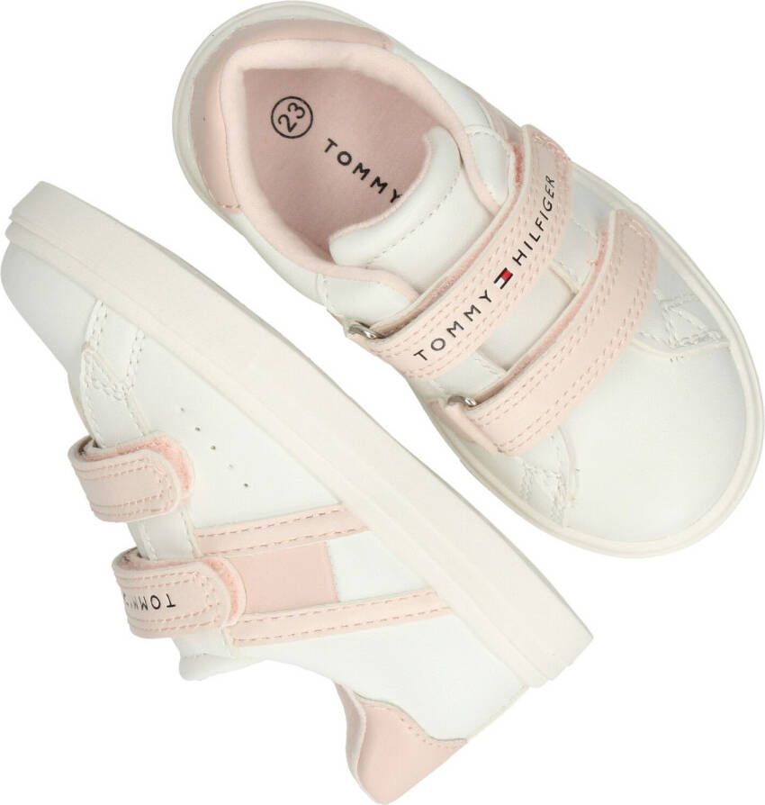 Tommy hilfiger Klittenband Sneaker Meisjes Wit/Roze