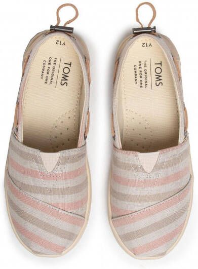 TOMS Youth bimini stripe salmon woven trim synthetic