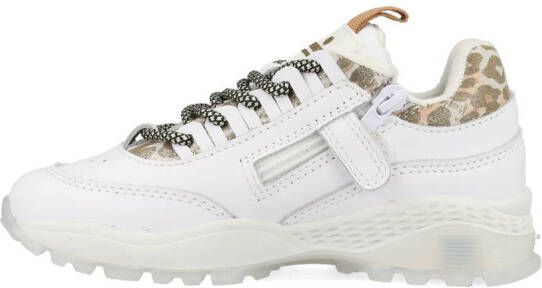 Vingino Fenna leren sneakers met panterprint wit