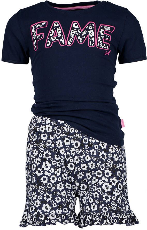 Vingino shortama Wild Flower heat donkerblauw/wit