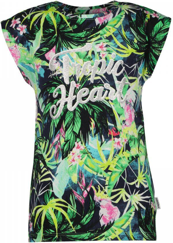 Vingino T shirt Heny met all over print groen/multicolor