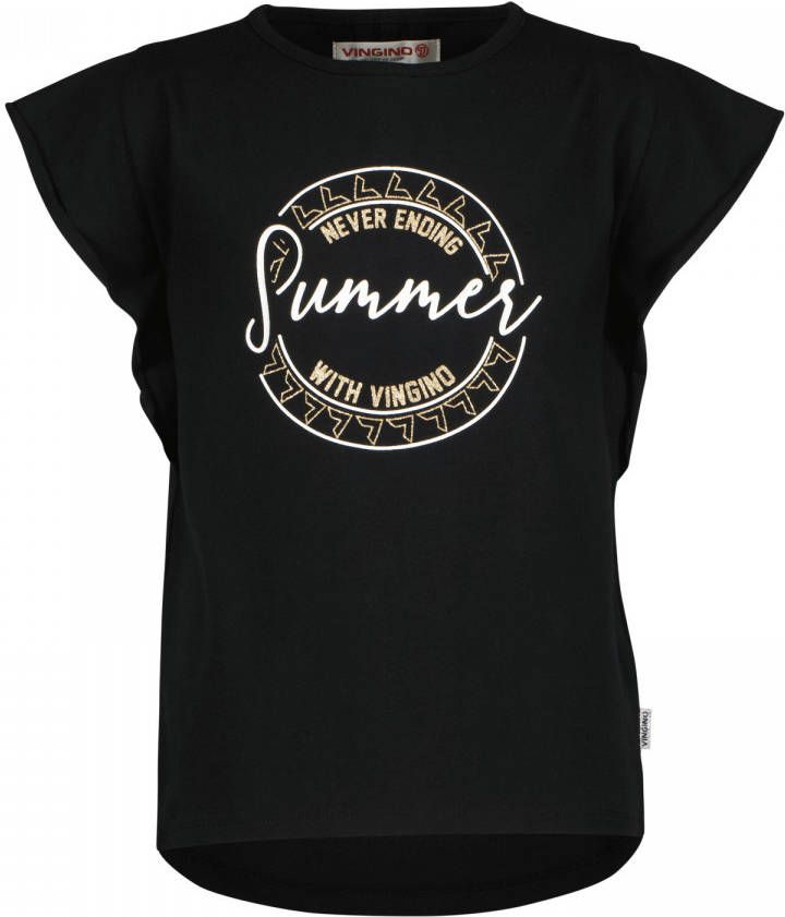 Vingino T shirt Isee met printopdruk zwart