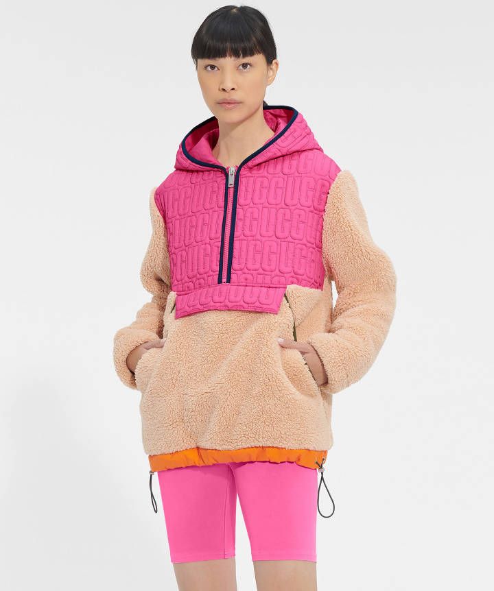 Ugg Iggy Sherpa Half Zip Truien voor Dames in Taffy Pink Multi