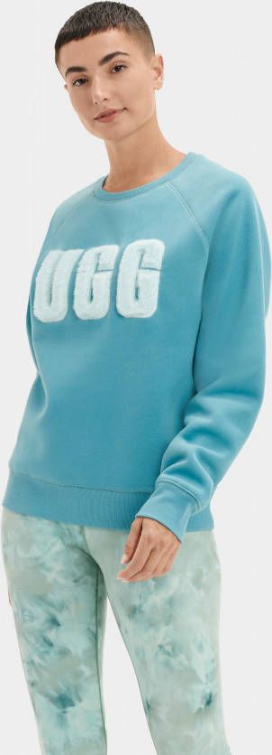 Ugg Madeline Fuzzy Logo Crewneck in Mediterranean Blue/Clear Creek