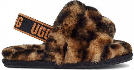 Ugg T Fluff Yeah Slide Panther Print voor Peuters in Butterscotch