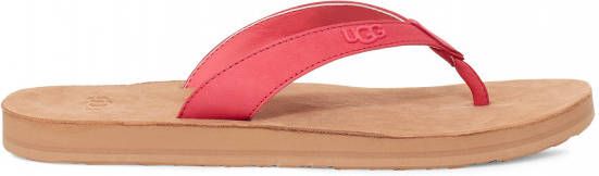 Ugg Tawney Logo Flip Flop voor Dames in Strawberry Sorbet Nubuck,, Leder
