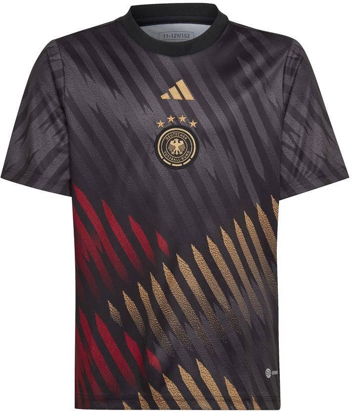 adidas Duitsland Trainingsshirt Pre Match 2022/23 Zwart/Bordeaux/Geel Kinderen