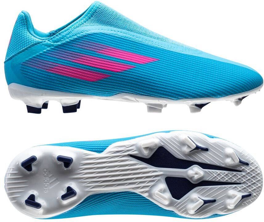 Adidas Kids adidas X Speedflow.3 Veterloze Gras Voetbalschoenen(FG)Kids Blauw Roze Wit