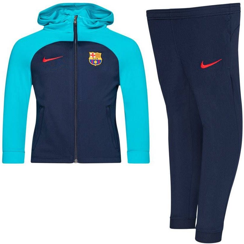 Nike FC Barcelona Strike knit voetbaltrainingspak met Dri FIT voor kleuters Obsidian/Obsidian/Oracle Aqua/University Red