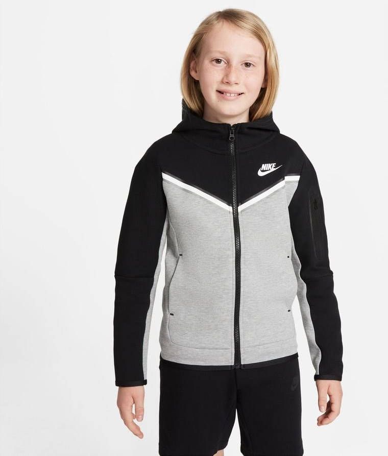 Nike Sportswear Tech Fleece Hoodie met rits voor jongens Black/Dark Grey Heather/White Kind