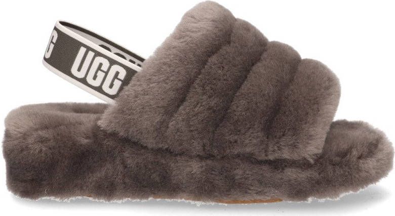 Ugg Fluff Yeah Slide Open Teen voor Kinderen in Charcoal,| Shearling