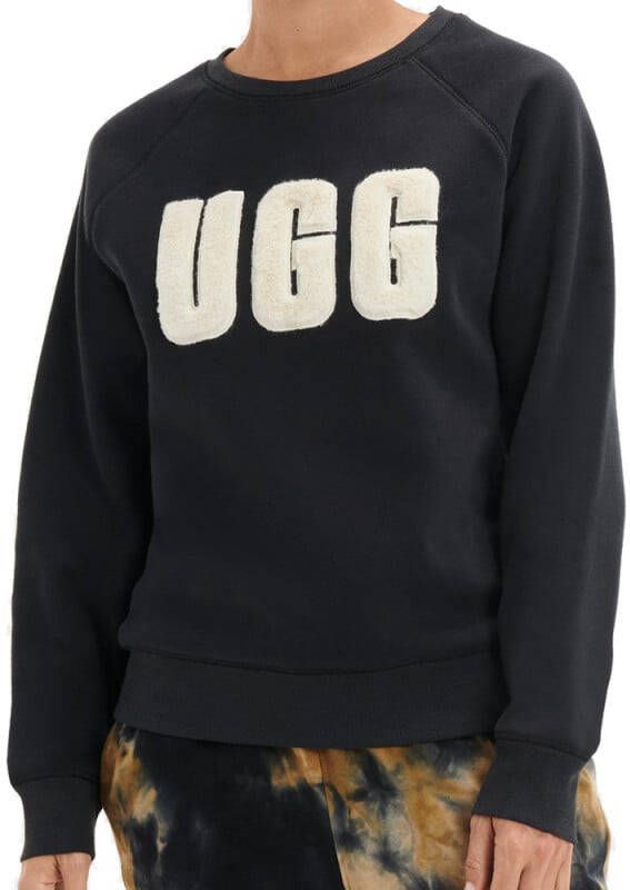 Ugg Madeline Fuzzy Logo Crewneck Top voor Dames in Black,, Katoen