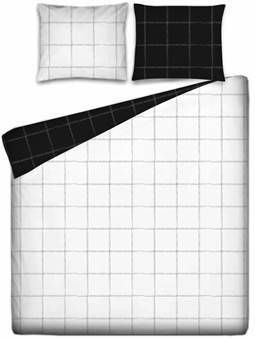 Ten Cate Katoenen Tweepersoons Dekbedovertrek 200x200/220 Louis Wit/antraciet