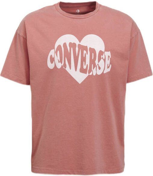 Converse T shirt koraalrood