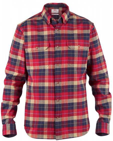 Fjällräven Singi Heavy Flannel Overhemd Donkerrood/Ass. Geometrisch