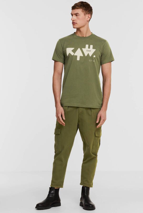 G-Star G Star RAW T shirt van biologisch katoen met logoprint