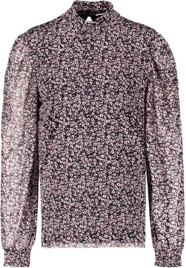 Garcia Shirt met lange mouwen K10007 60 black Met bloemenprint all over