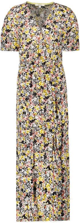 Garcia gebloemde wikkeljurk zwart/wit/geel/roze