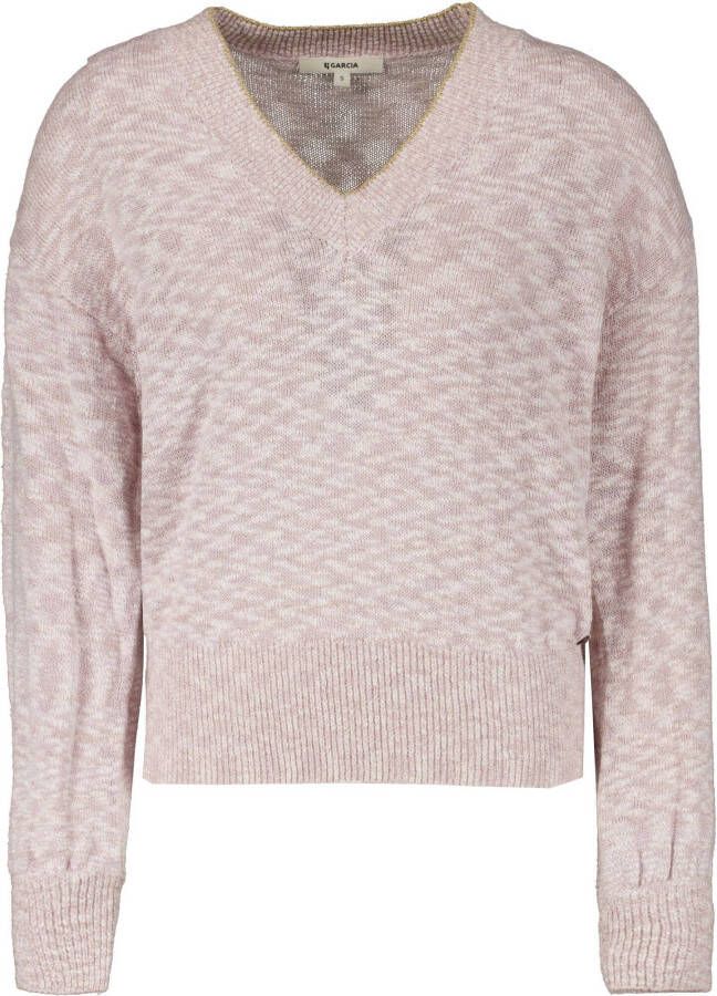Garcia gemêleerde gebreide trui lichtroze/gebroken wit