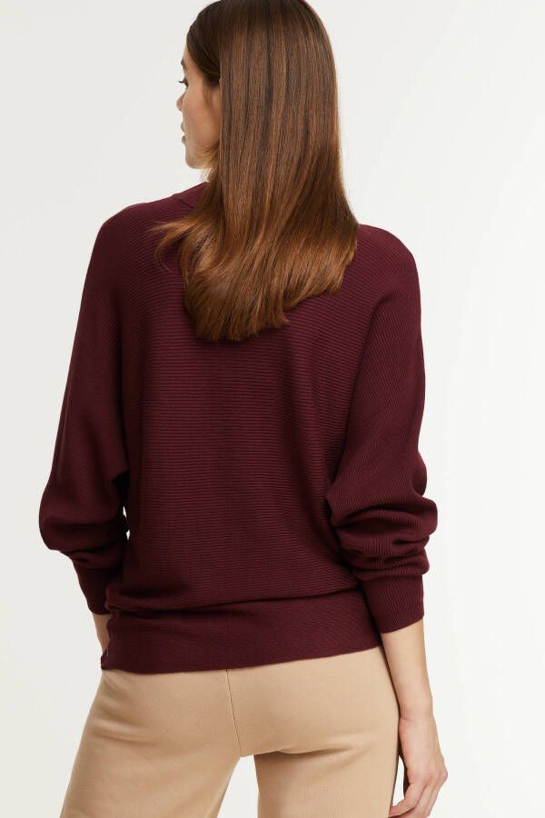 Garcia ribgebreide trui donkerrood